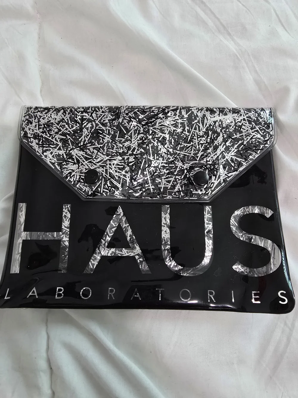 HAUS Laboratories Black & Silver Patent Cosmetic Pouch